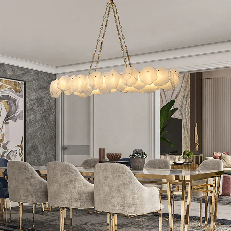 Afralia™ White Marble Copper Pendant Light Modern Chandelier for Dining Room