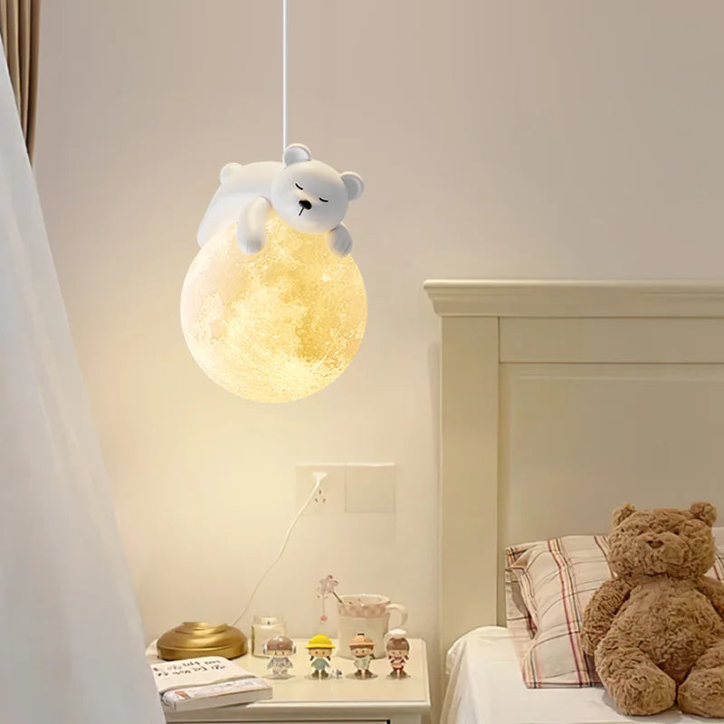 Afralia™ Little Bear LED Pendant Light Modern Children's Chandelier Home Decor