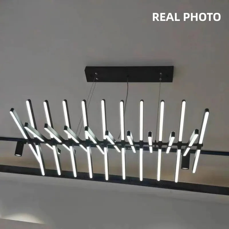 Afralia™ Modern Luxury LED Chandelier Adjustable Pendant Light Black/White Metal
