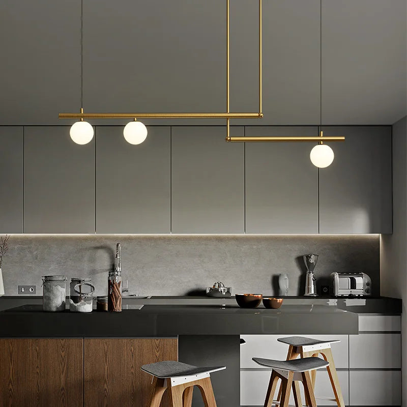 Afralia™ Linear Minimalist Chandelier Pendant Light for Living Room, Dining Table Ceiling Decor