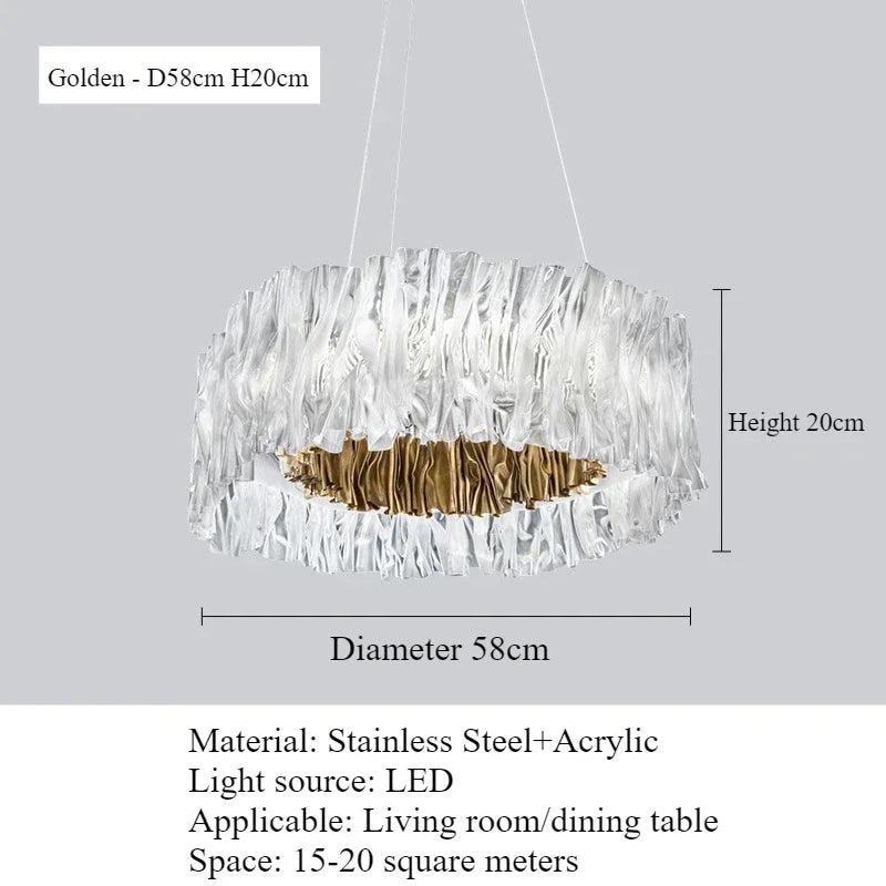 Afralia™ Accordion LED Acrylic Suspension Lamp for Living Room, Bedroom, Restaurant Décor