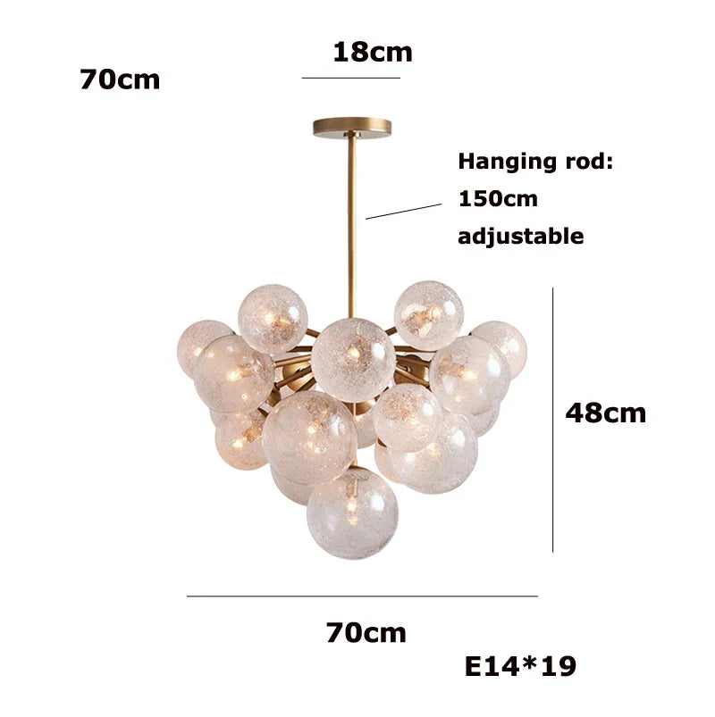 Afralia™ Vintage Glass Bubble LED Chandelier for Dinning Room