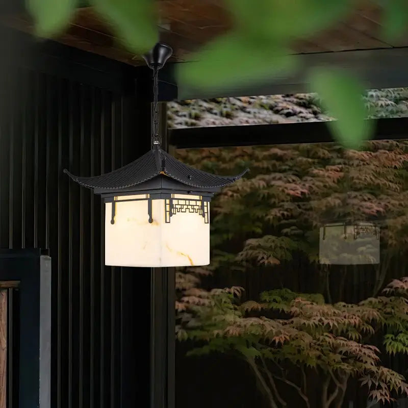 Afralia™ Solar Chinese Courtyard Gazebo Chandelier for Outdoor Villa and Eaves