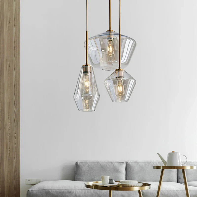 Afralia™ Gray Amber Glass Pendant Lamp for Home and Office Lighting