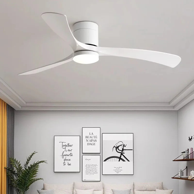 Modern Black/White ABS Blade Low Profile Ceiling Fan Light with Remote Control by Afralia™