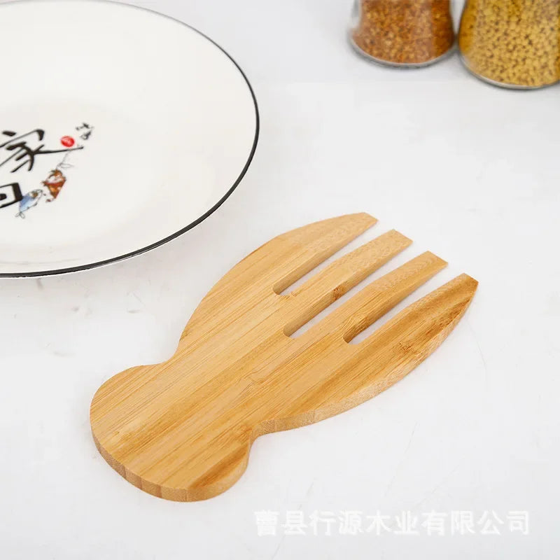 Afralia™ Bamboo Salad Hands and Spoon Set for Kitchen Gadget Use