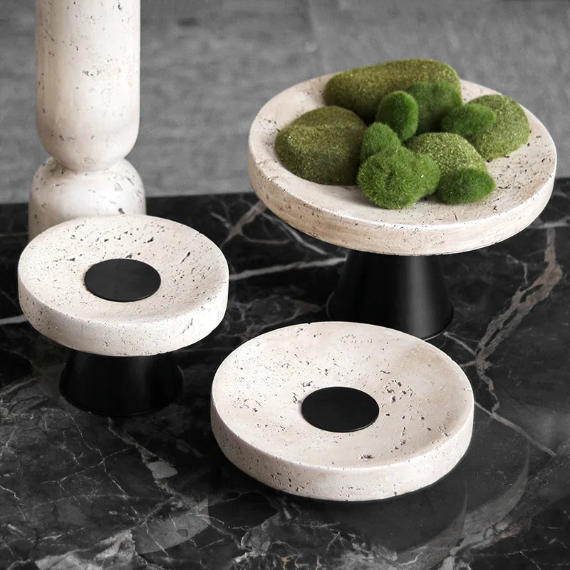 Afralia™ Marbled Fruit Dish Tray Candelabrum Holder Home Decor Accessory