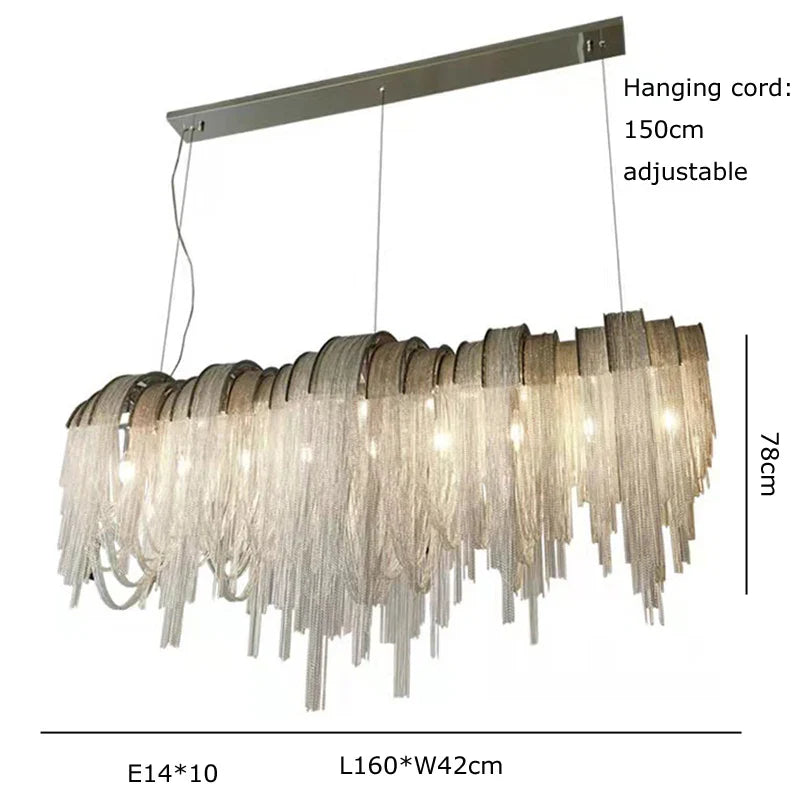 Afralia™ Aluminum Chain Pendant Lights Postmodern Tassel Hanging Lamp for Dining Table