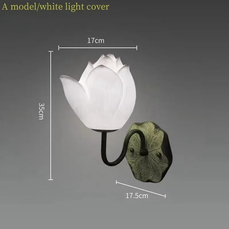 Afralia™ Nordic Lotus LED Wall Lamp: Retro Resin Sconce for Bedroom Home Decor