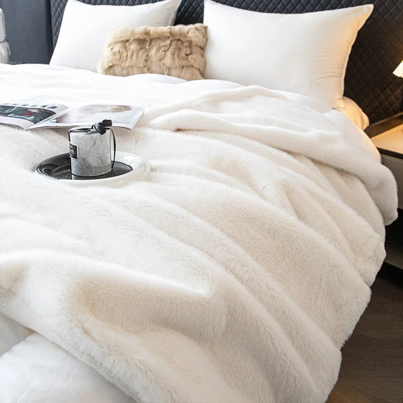 Afralia™ Faux Fox Fur Plush Blanket: Ultra Soft, Warm, and Luxurious for Office, Sofa, and Travel