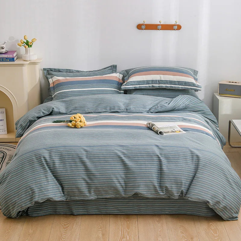 Afralia™ Brushed Cotton Printed Duvet Cover Set - Single/Double Bed Bedclothes