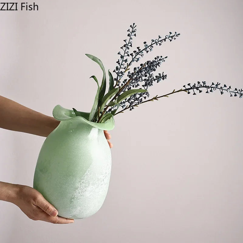 Afralia™ Red Matte Glass Vase Hydroponics Flower Pot Room Decor