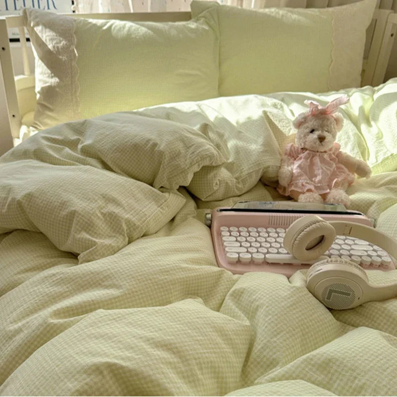 Afralia™ French Lace Washed Cotton Bedding Sets for King Queen Beds