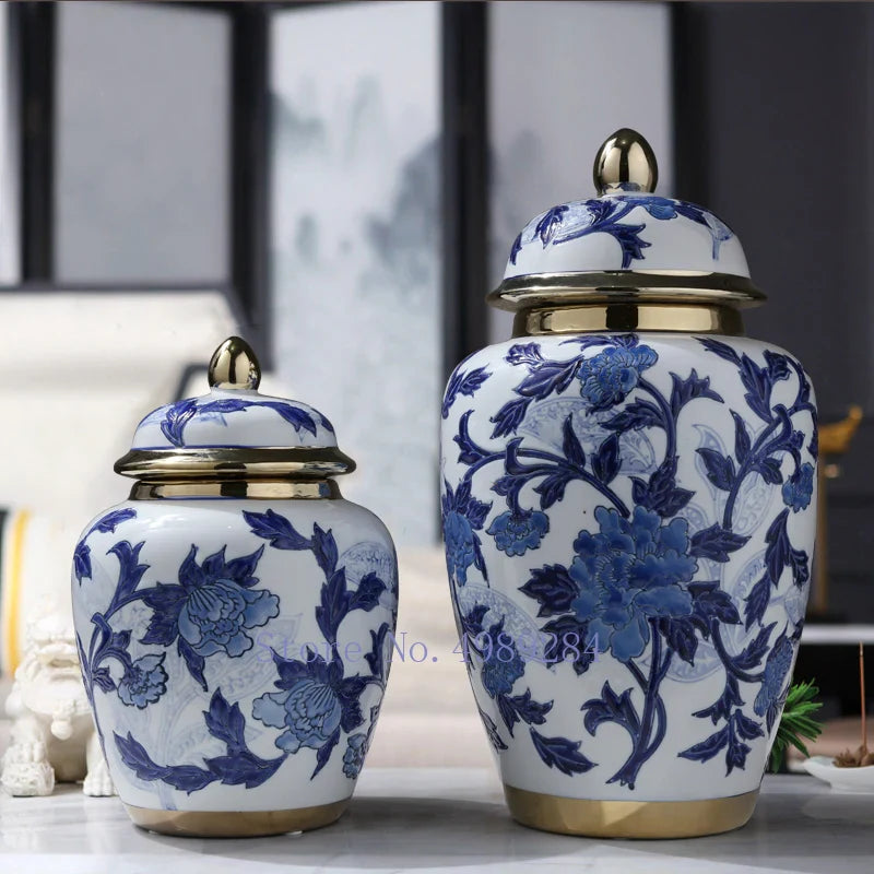 Afralia™ Chinese Retro Storage Tank Vase with Cover for Modern Home Decoration