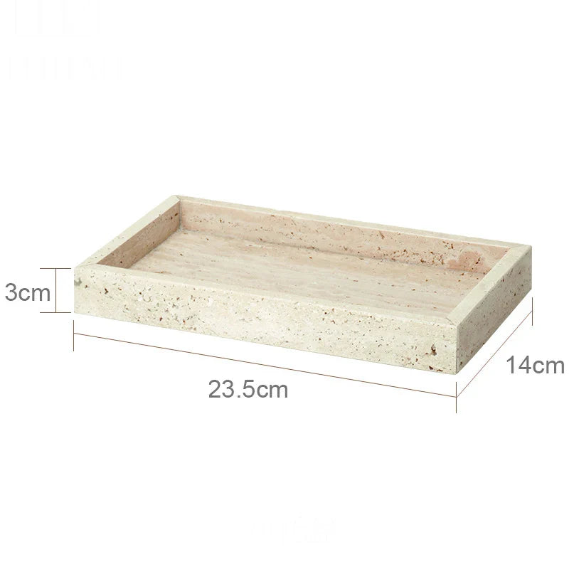 Afralia™ Beige Travertine Marble Bathroom Accessories Set - Soap Dispenser, Soap Dish, Reed Diffuser