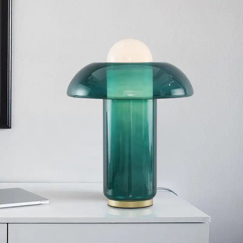 Afralia™ Green Glass Desk Lamp for Nordic Style Living Room and Bedroom Decor