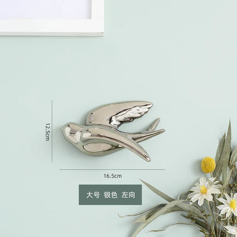 Afralia™ Golden Bird Swallow Sculpture Wall Decor Three-dimensional Handicrafts