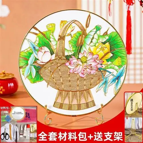 Afralia™ Cloisonne Silk Enamel Painting DIY Kit - Beginner Handmade Material Package