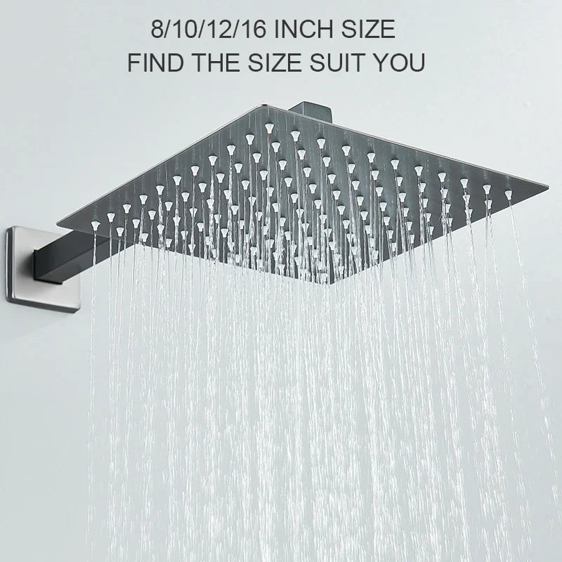 Afralia™ Wall Mounted 3-Way Shower System with Bathtub Spout and Rainfall Head.