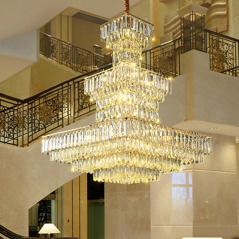 Afralia™ Spiral Staircase Crystal Chandelier: Modern High Living Room Light Luxury Design