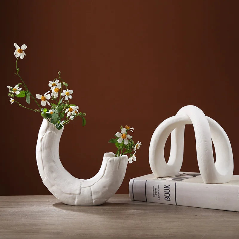 Afralia™ Infinity Symbol White Ceramic Sculpture - Nordic Modern Art Decor for Home and Office