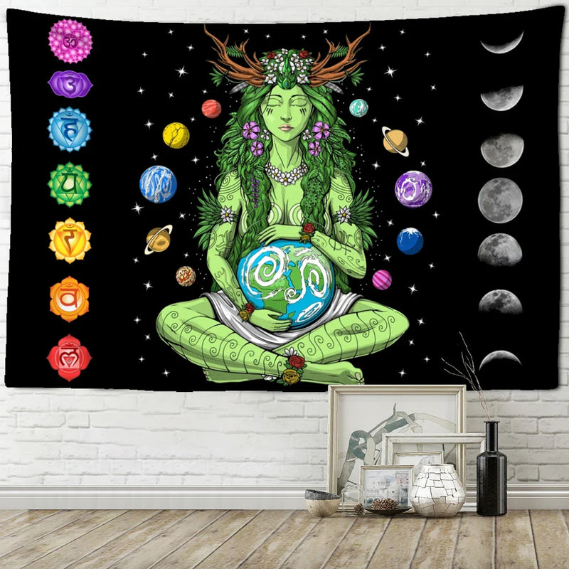 Afralia™ Seven Chakra Psychedelic Witchcraft Tapestry for Home Decor