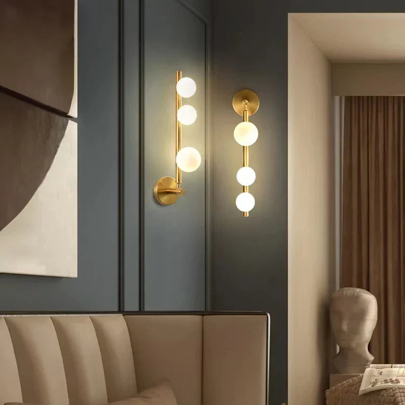 Afralia™ White Glass Ball LED Wall Sconce for Living Room, Bedroom, Coffee Shop