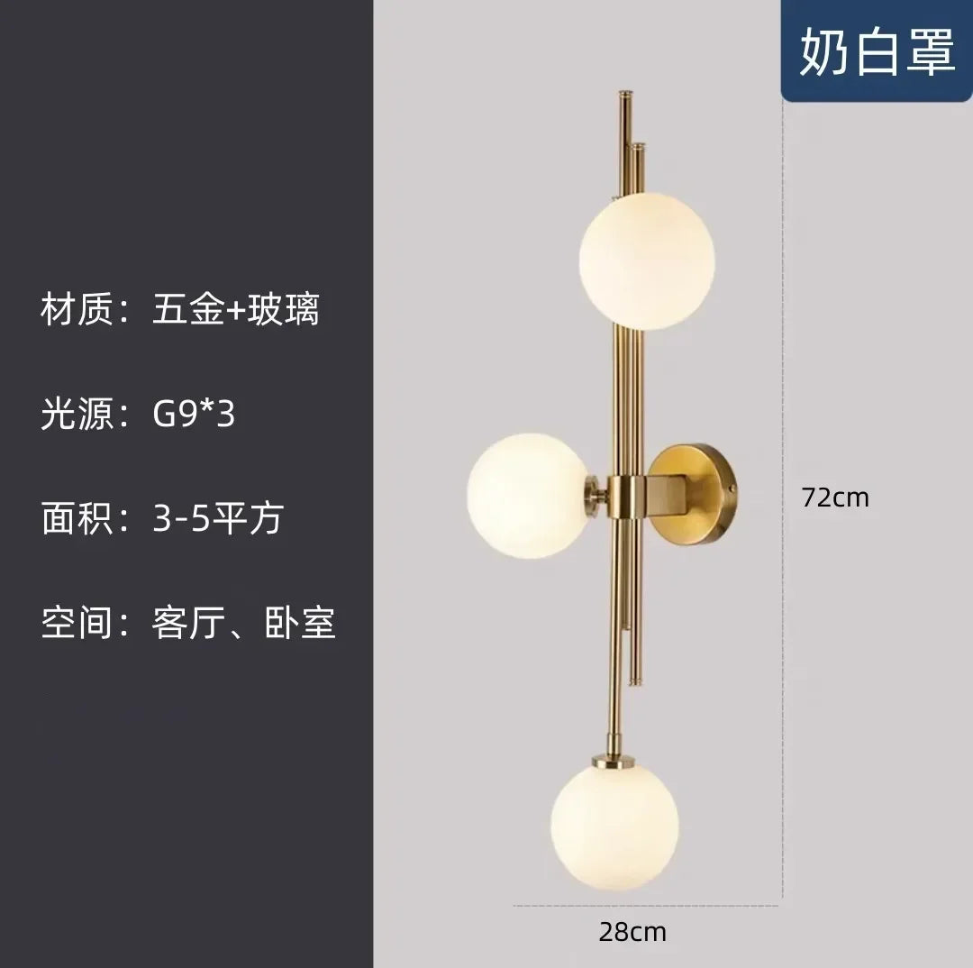 Afralia™ Modern Glass Ball Wall Lamp for Living Room Bedroom Study Bedside Loft Mirror Light