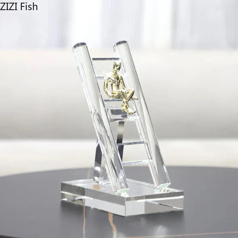 Afralia™ Golden Figures Resin Sculpture: Creative Staircase Desk Decoration