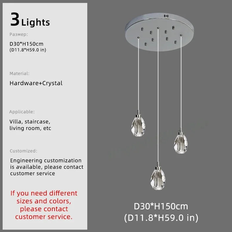 Afralia™ Crystal Chandelier Pendant Light for Modern Staircase & High Ceilings
