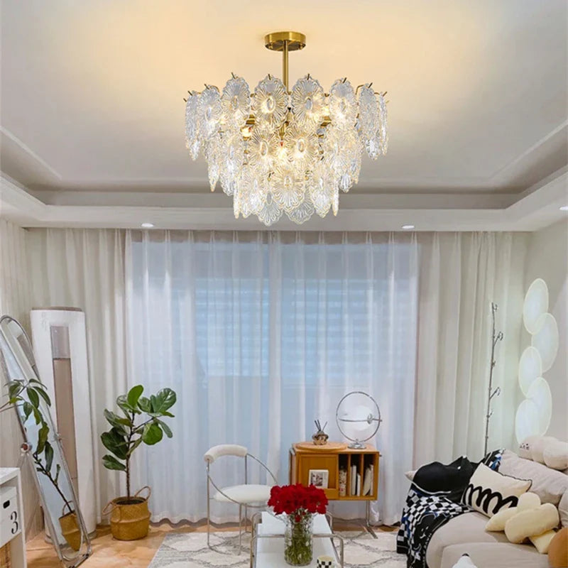 Afralia™ Elegant Glass Chandelier with LED Lights for Home Décor