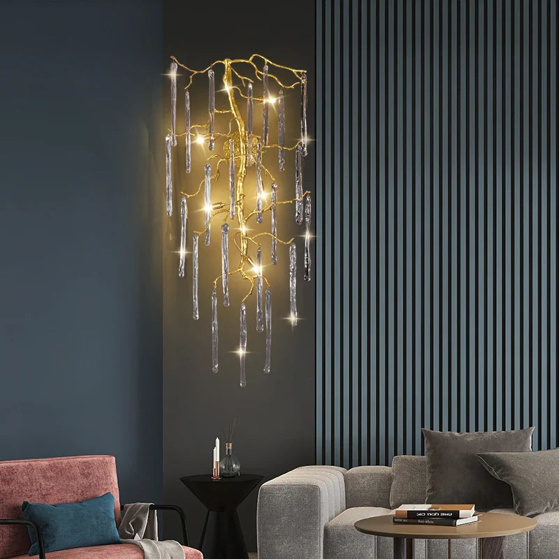 Afralia™ Modern Crystal Ice Bar Wall Lamp for Living Room Bedroom - High-grade Artpiece