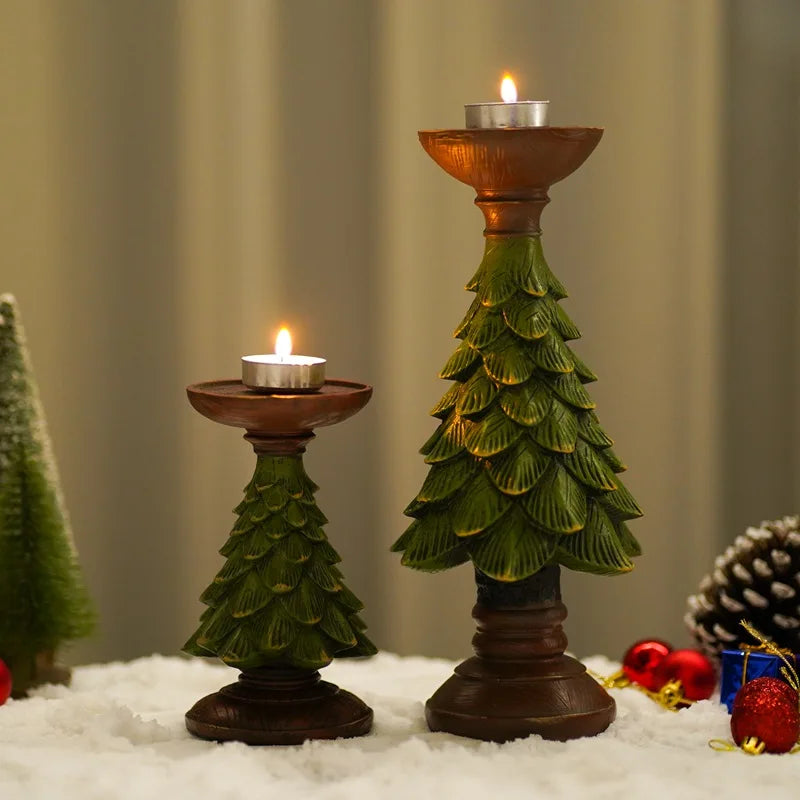 Afralia™ Christmas Tree Candle Holder: Festive Tabletop Decor Figurine