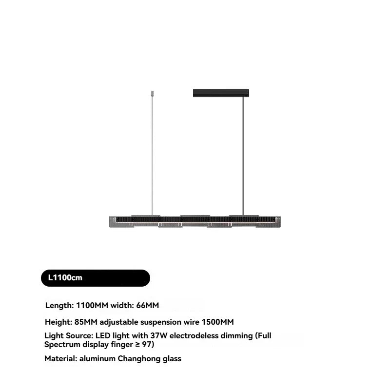 Afralia™ Black Glass Linear Chandelier for Dining Office Bar Modern Kitchen Island