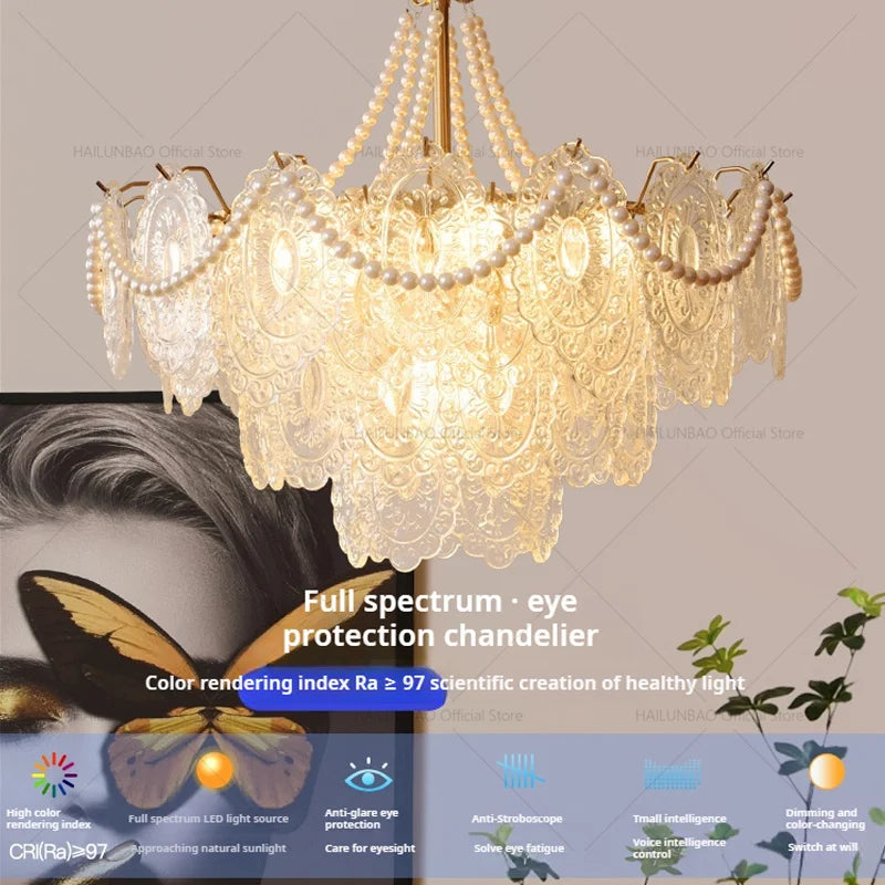 Afralia™ Cream Crystal Chandelier: French Light Luxury for Living Room, Bedroom, Dining Room