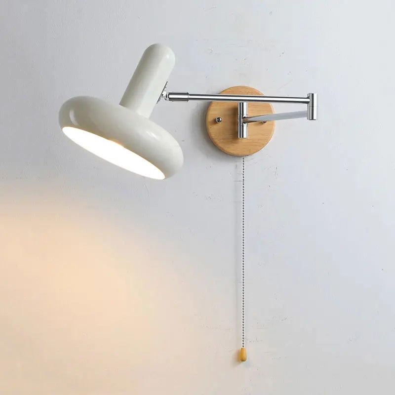 Afralia™ Cream Rocker Arm Wall Lamp: Vintage Telescopic Reading Lamp for Bedroom Study