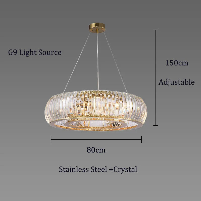 Afralia™ Crystal Luxury Chandeliers Gold Round Oval Style Home Decoration