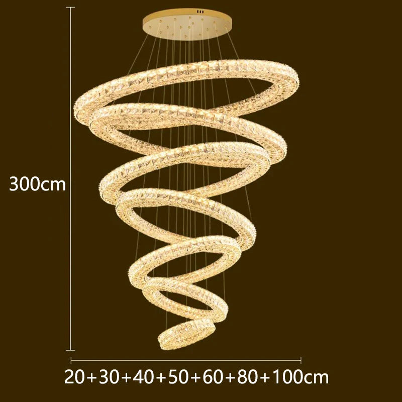 Afralia™ Luxury Crystal Chandelier Pendant Light for Living Room, Staircase & Ceiling.