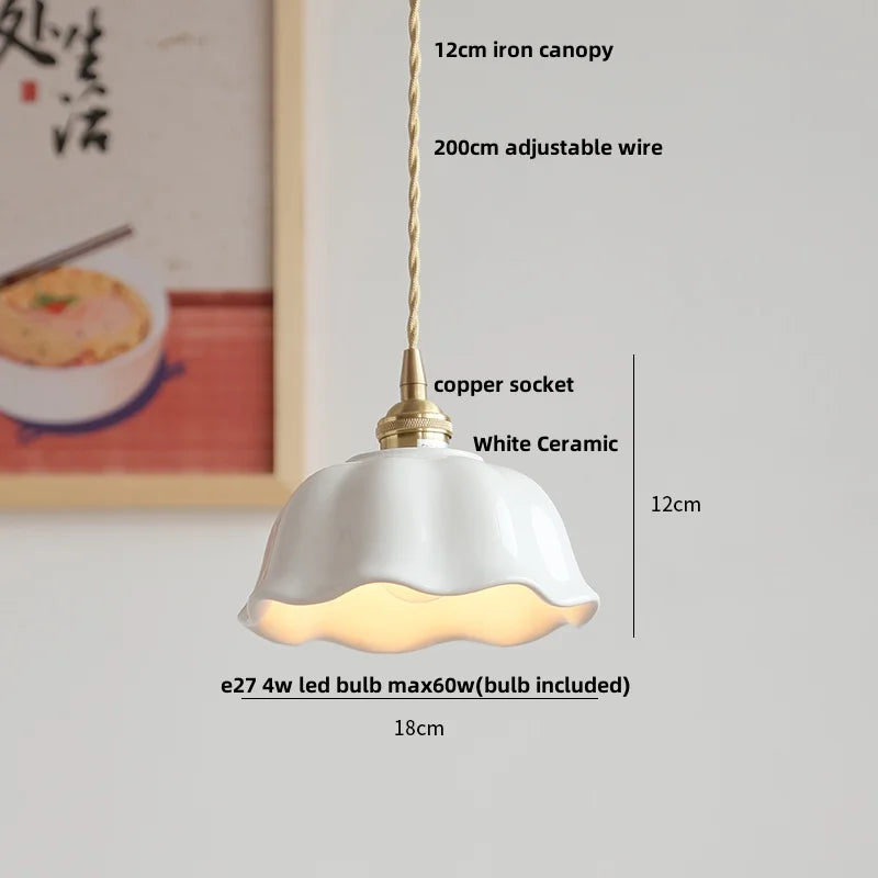 Afralia™ Ceramic LED Pendant Lamp with Adjustable Copper Socket - Nordic Modern Home Decor