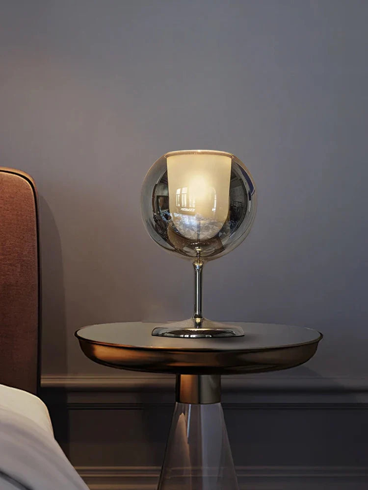 Afralia™ Gold Chrome Glass Table Decor Lamp for Luxury Living Room, Villa, Store, Cafe
