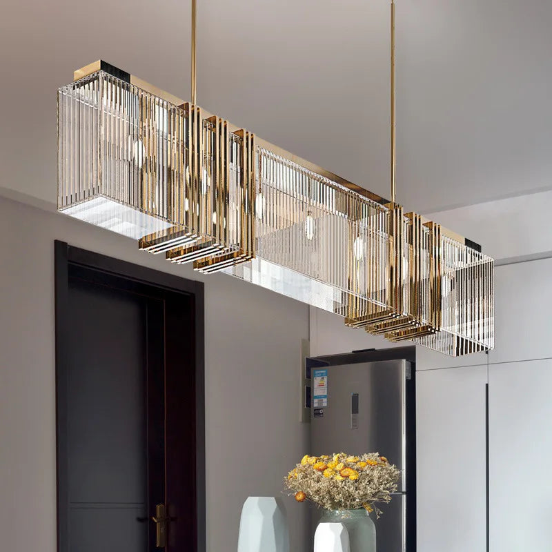 Afralia™ Gold Lustre Steel Pendant Light Luxury Dining Room LED Fixture