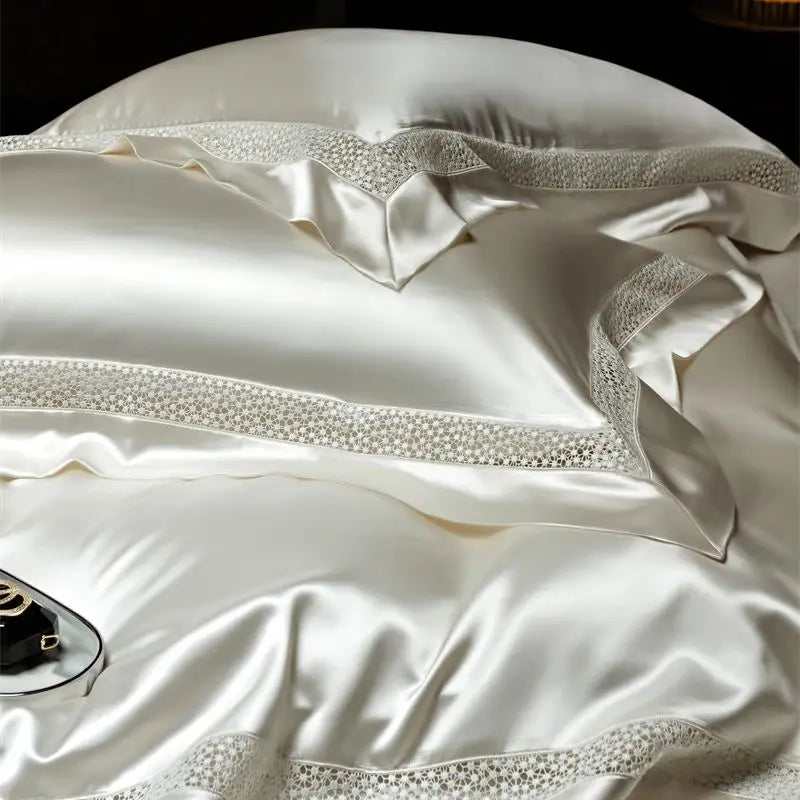 Afralia™ French Hollow Luxury Bedding Set with Lyocell Cotton Duvet Cover, Sheet & Pillowcases
