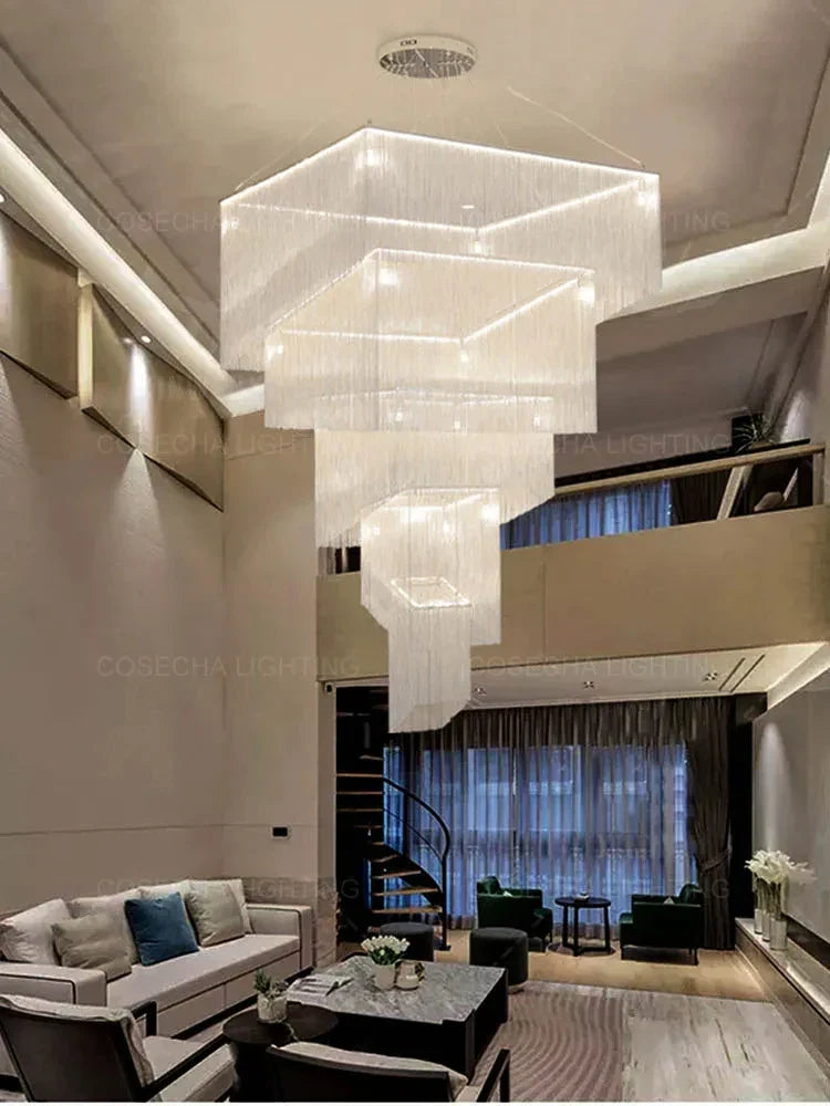 Afralia™ LED Square Chandelier: Modern Luxe Hanging Ceiling Lamp for Living Room & Lobby