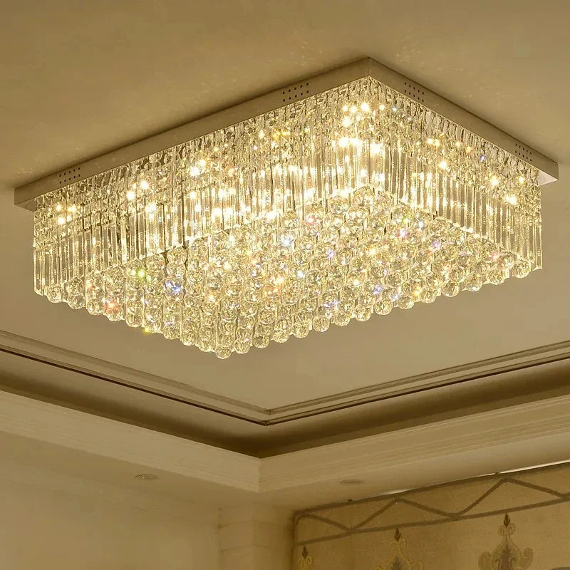 Afralia™ Crystal LED Ceiling Lamp for Luxurious Villa Living Room and Bedroom Home Decor