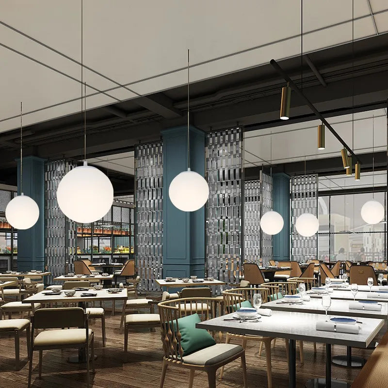 Afralia™ Frosted Acrylic Ball Pendant Light: Modern Minimalist Home Decor E27