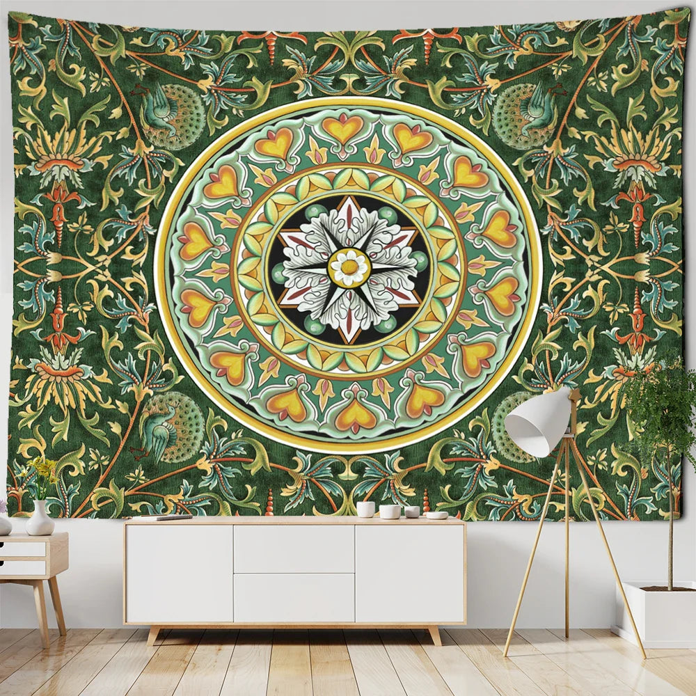 Afralia™ Geometric Mandala Tapestry Wall Hanging - Psychedelic Hippie Home Decor