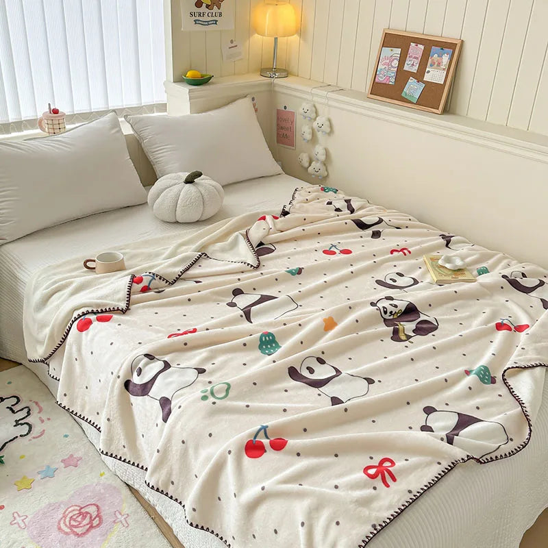 Afralia™ Cozy Milk Velvet Blanket: Cute Pattern, Warm, Multi-Functional Sofa & Travel Shawl