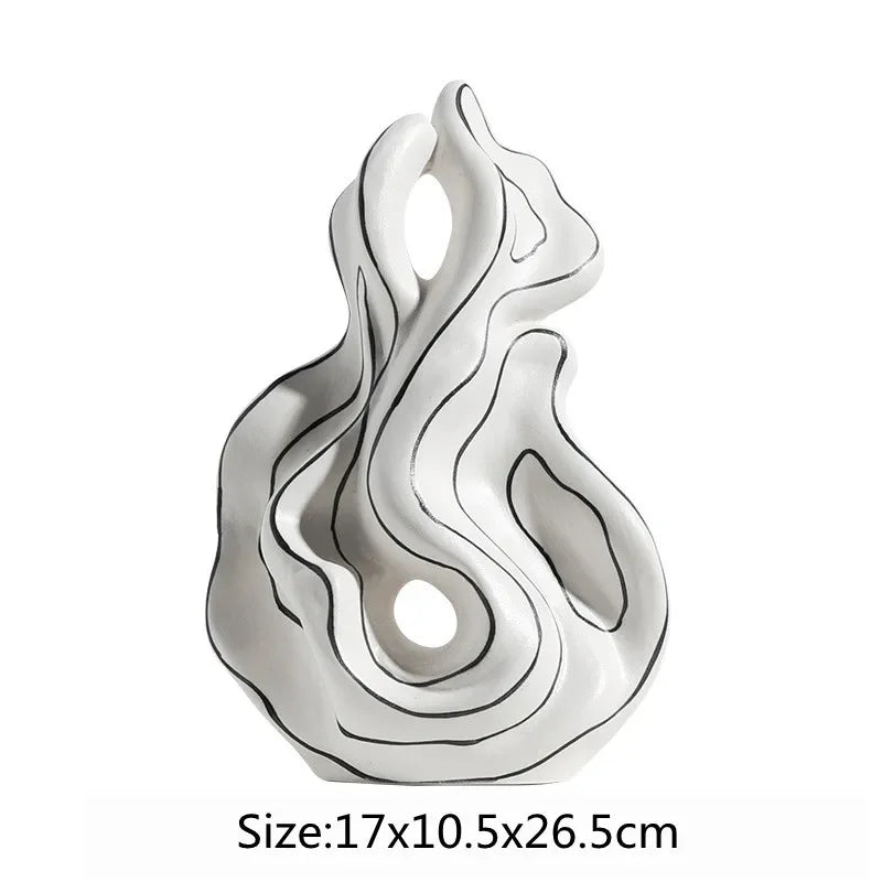Afralia™ Ceramic Curl Sculpture Decor Modern Porcelain Figurine Room Decoration