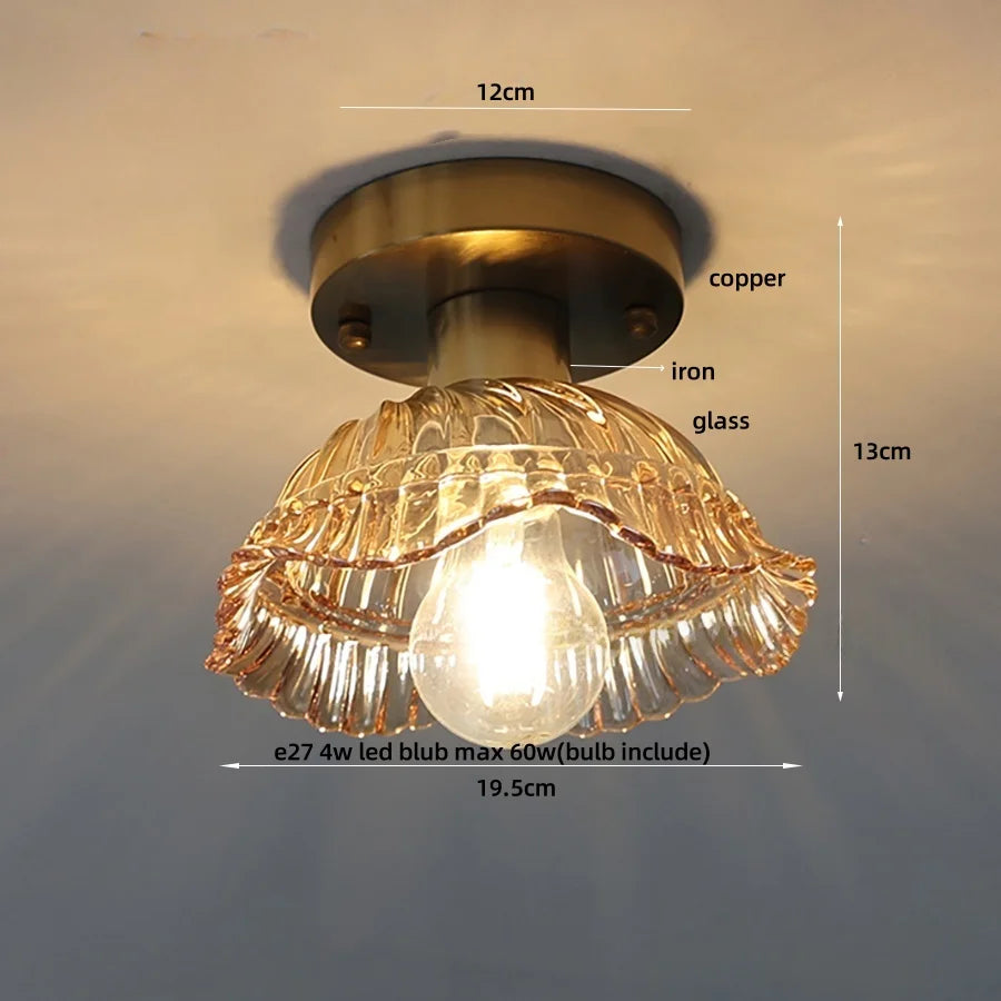 Afralia™ Wood Ball LED Ceiling Lamp Vintage Loft Copper Canopy Light