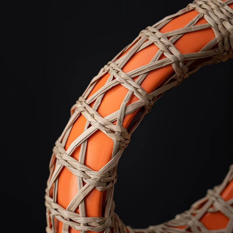 Afralia™ Rattan Vase: Geometric Ceramic & Straw Plaited Floral Arrangement Home Decor